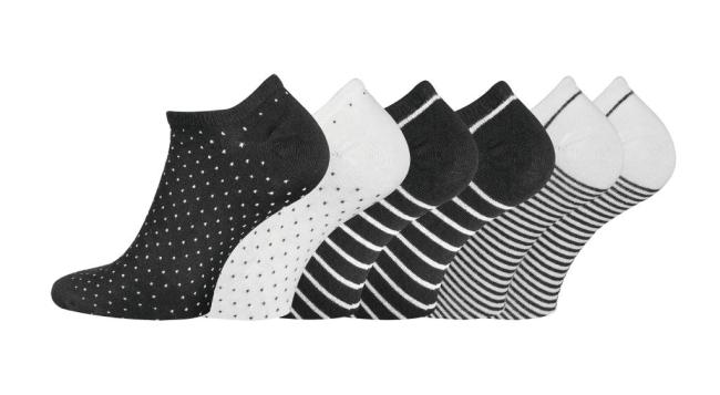 6 Paar TippTexx 24 Damen Sneakersocken Black & White